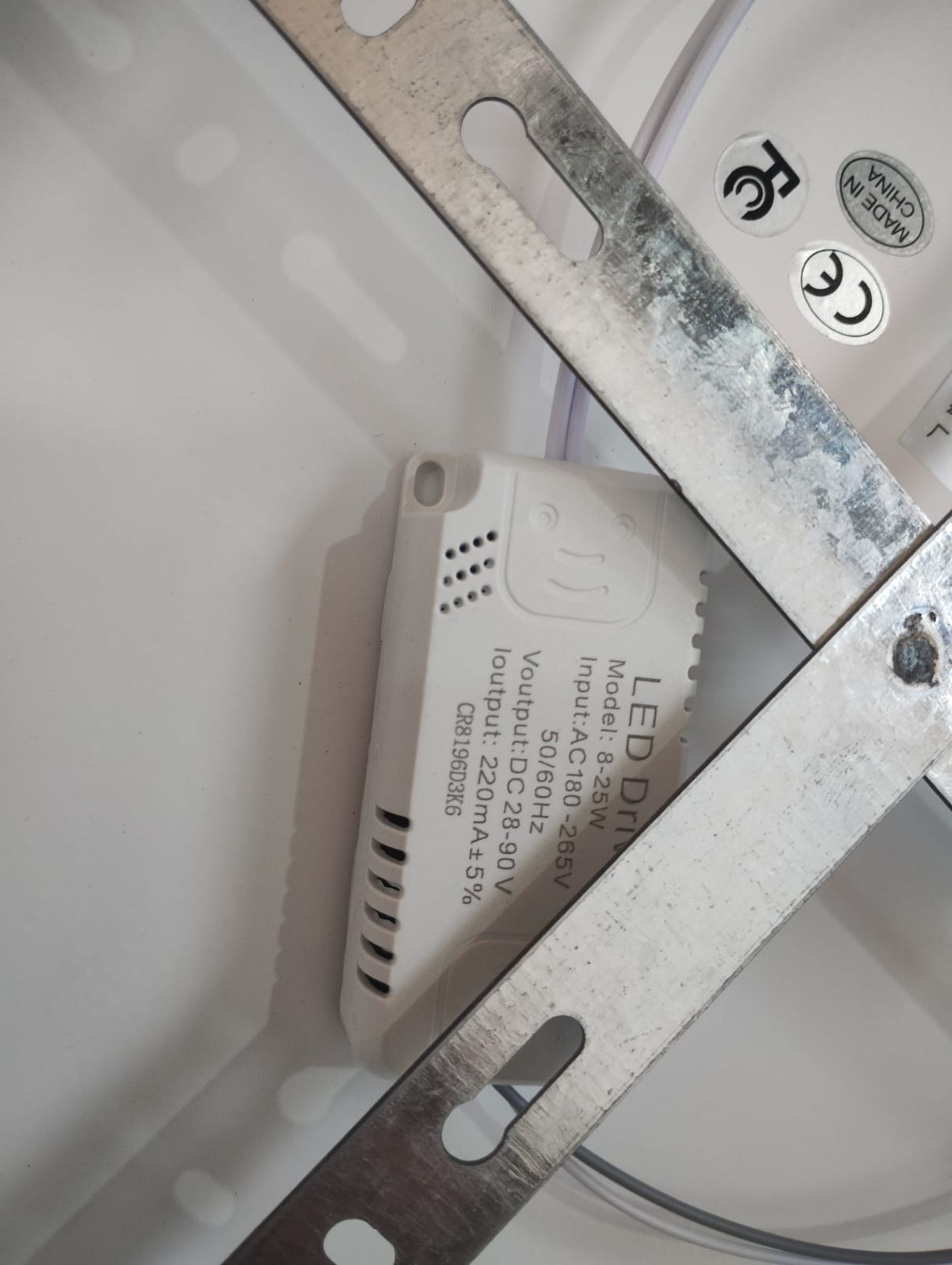 JOBLOT OF 2 LARGE ROUND GREY & WHITE LED CEILING LIGHTS – BRAND NEW WITH FITTINGS – 455MM X 60MM - Image 8 of 8