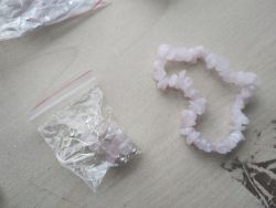 ROSE QUARTZ CRYSTAL CHIP BRACELET AND EARRING SET JOBLOT OF 19 - BRAND NEW