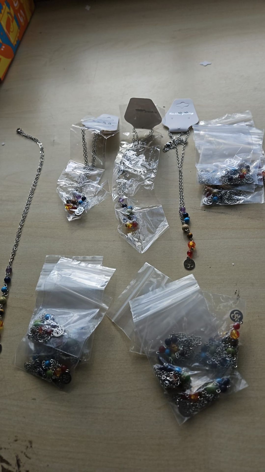 CHAKRA CRYSTAL BEAD WITH OM PENDANT S/S HANGING NECKLACES JOBLOT OF X 19- BRAND NEW - Image 2 of 2