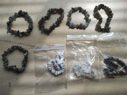 LABRODOTE + DALMATIAN JASPER + OTHERS - GEMSTONE CHRYSTAL CHIP BRACELET - NEW - JOBLOT OF 8