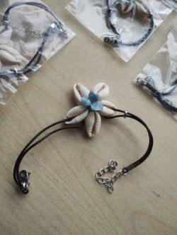 AQUAMARINE CRYSTAL SHELL BRACELET JOBLOT OF 14 - BRAND NEW