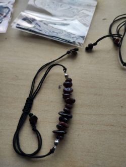 GARNET CRYSTAL CHIP ADJUSTABLE COTTON BRACELET JOB LOT OF 9 - BRAND NEW