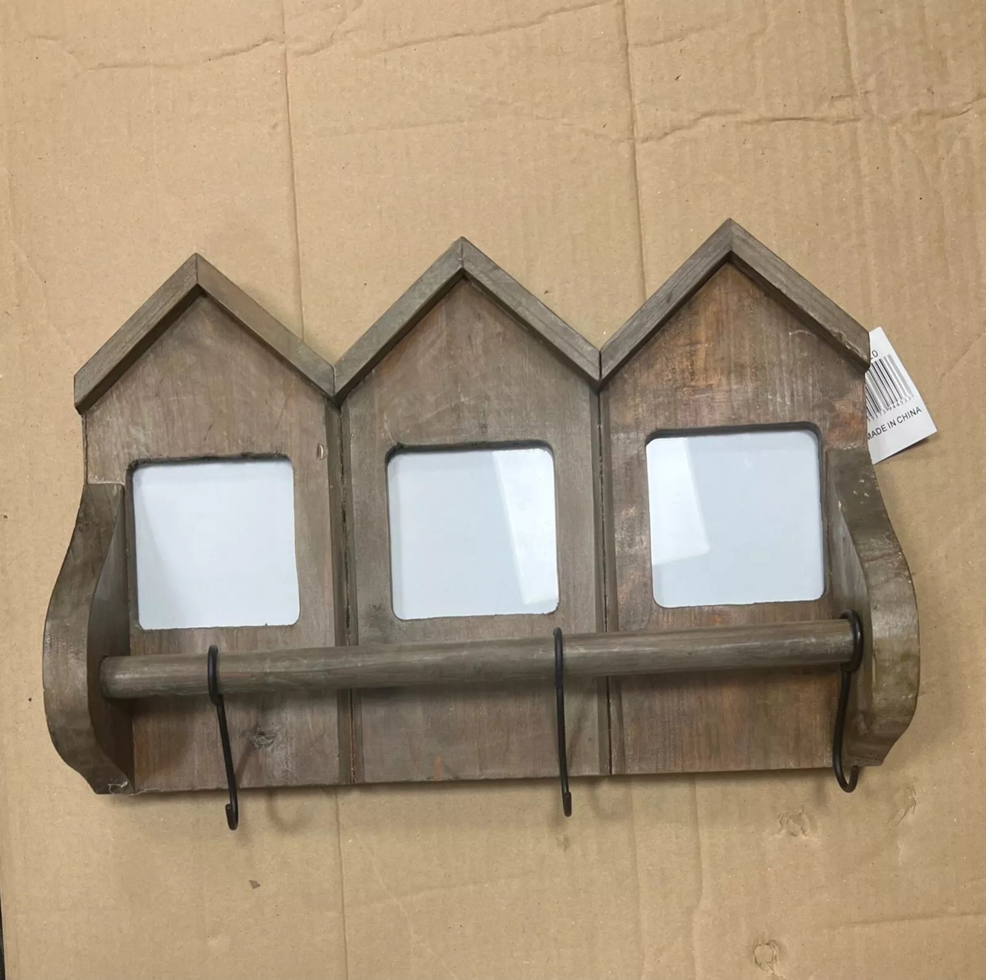 HOUSE SHAPED WALL MOUNT COAT RACK 3 HOOKS PICTURE HOLDER BY BLUE MOON AT HOME NEW X 2 PCS
