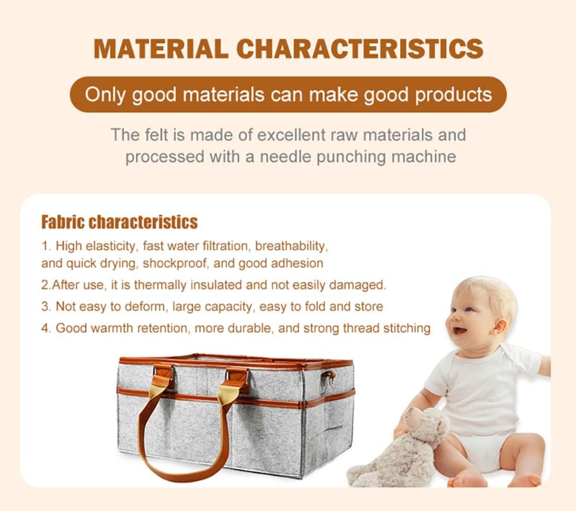 BABY NAPPY CADDY ORGANISER | BROWN STRIP - 300 PCS - PRICE RRP 8.99 - Image 4 of 6