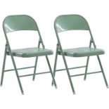 GREEN FOLDING CHAIR X 2 METAL GREEN NEW
