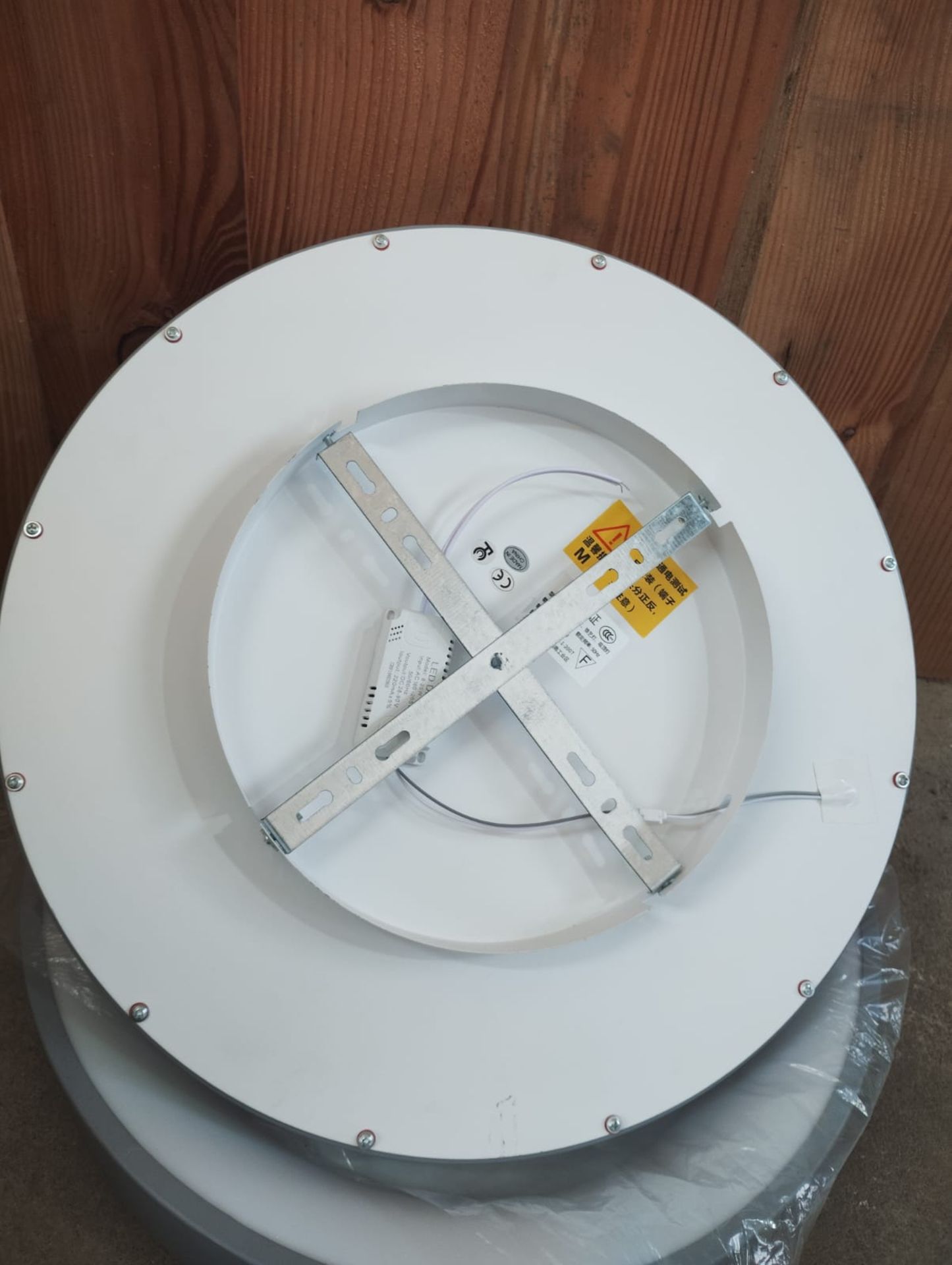 JOBLOT OF 2 LARGE ROUND GREY & WHITE LED CEILING LIGHTS – BRAND NEW WITH FITTINGS – 455MM X 60MM - Image 6 of 8