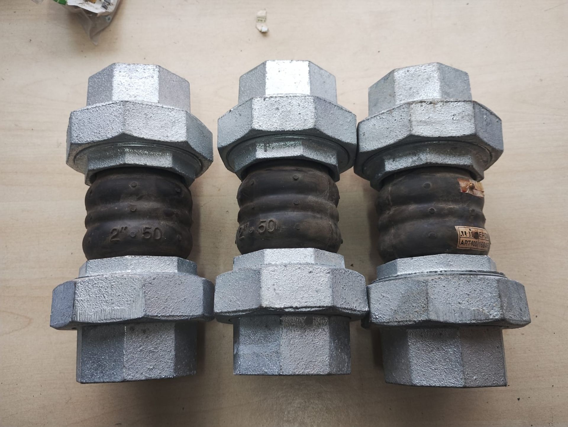 TECOFI RUBBER EXPANSION JOINT D17150/BSPT 2" 50MM EPDM 16 BAR- NEW - JOBLOT OF 3