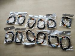 CHAKRA WOODEN BEADED CROSS BRACELET JOB LOT OF 12 - BRAND NEW