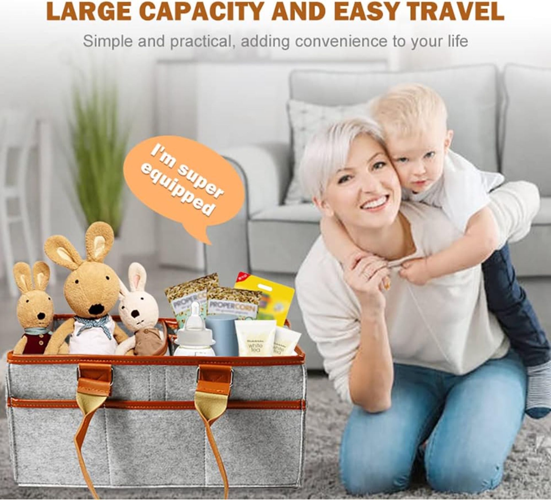 BABY NAPPY CADDY ORGANISER | BROWN STRIP - 300 PCS - PRICE RRP 8.99 - Image 3 of 6
