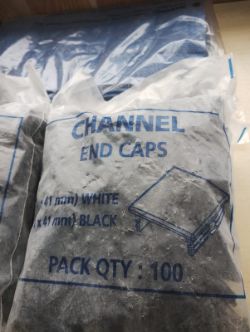 CHANNEL - END CAPS BLACK - 41 X 41MM PACKS OR 100 - JOBLOT OF 4