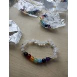 CLEAR QUARTZ CHIP RHINESTONE CHAKRA CRYSTAL CHIP BRACELET JOB LOT OF - 9- BRAND NEW