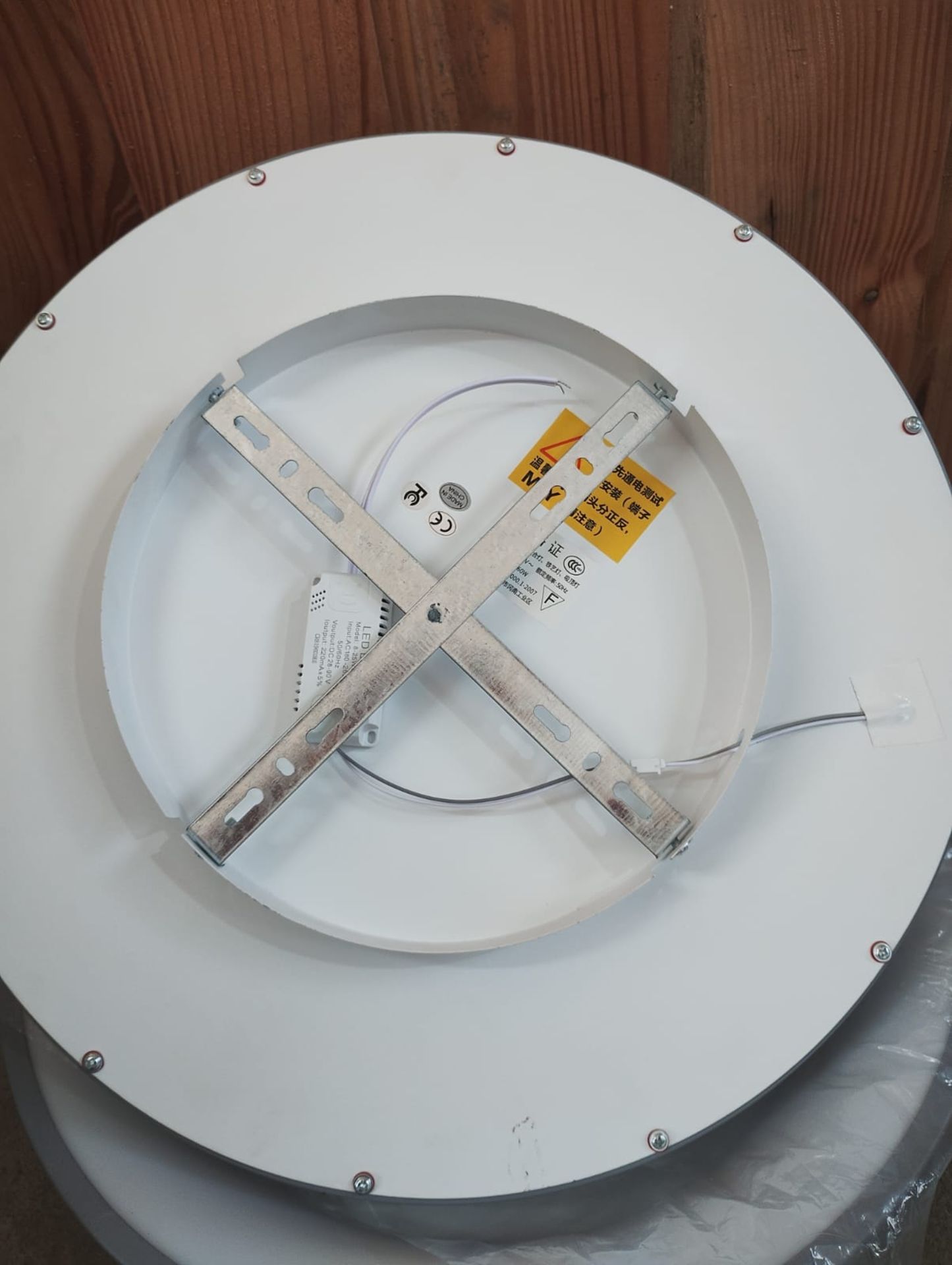 JOBLOT OF 2 LARGE ROUND GREY & WHITE LED CEILING LIGHTS – BRAND NEW WITH FITTINGS – 455MM X 60MM - Image 3 of 8