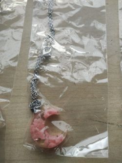 PINK CLEAR MOON SS NECKLACE JOBLOT OF 8 - BRAND NEW