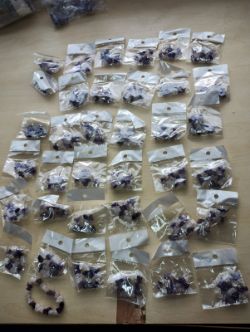 AMETHYST AND CLEAR QUARTZ CRYSTAL CHIP BRACELET JOB LOT OF 37 - BRAND NEW