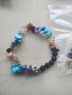 CHAKRA+ LAVA CRYSTAL CHIP CROSS BRACELET JOB LOT OF 17 - BRAND NEW