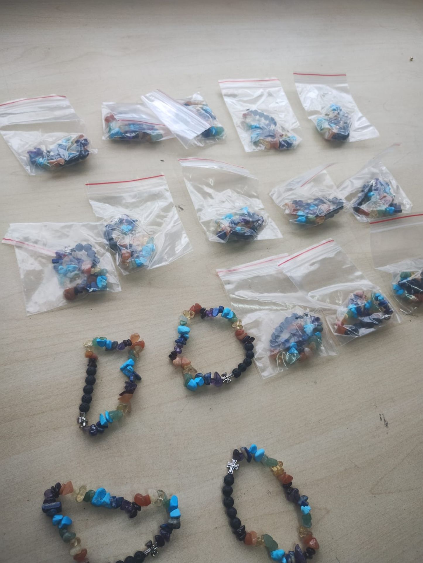 CHAKRA+ LAVA CRYSTAL CHIP CROSS BRACELET JOB LOT OF 17 - BRAND NEW - Image 3 of 3
