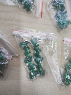 JADE CRYSTAL CHIP SMALL SS BEADED HANGING EARRING SETS - JOBLOT OF 27- BRAND NEW