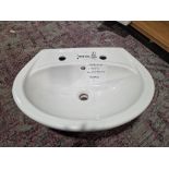 JOBLOT OF 20 X SEMI RECESSED WASH BASIN 2 TAP SIZE - 550 X 405 ON 1 PALLET