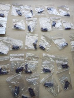 AMETHYST CRYSTAL CHIP SS GOLD TONE HANGING EARRING SETS - JOBLOT OF 30- BRAND NEW