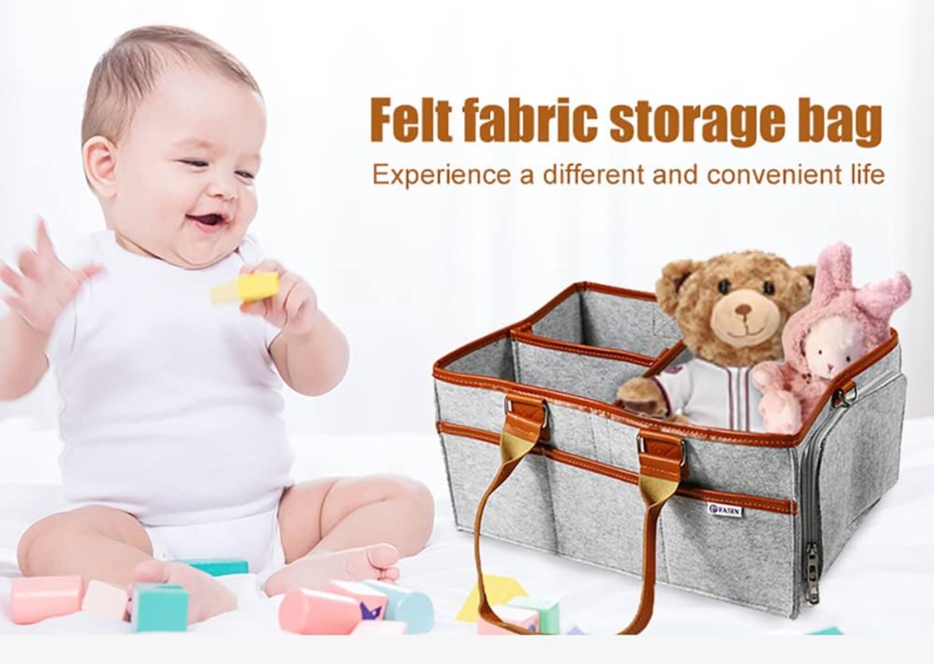 BABY NAPPY CADDY ORGANISER | BROWN STRIP - 300 PCS - PRICE RRP 8.99 - Image 6 of 6