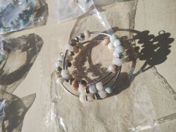 STAINLESS STEEL GYPSY STYLE CRYSTAL BEADED WRAP AROUND BANGLE JOBLOT OF 8 - BRAND NEW