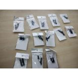 LAPIS CRYSTAL CHIP SS HANGING EARRING SETS - JOBLOT OF 13- BRAND NEW