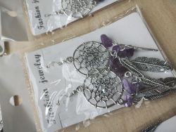 SS AMETHYST DREAM CATCHER HANGING EARRING SETS JOBLOT OF 9 - BRAND NEW