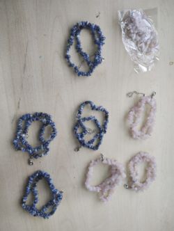 LAPIS + RQ CRYSTAL CHIP 2 STRAND BRACELET JOB LOT OF 8 BRAND NEW