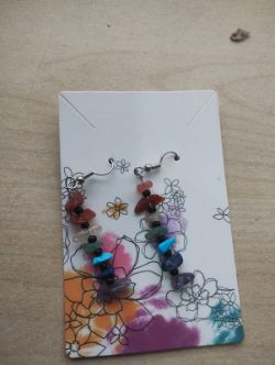 CHAKRA CRYSTAL CHIP BLACK BEADED HANGING EARRING SETS JOBLOT OF 27