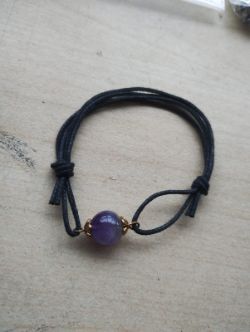 AMETHYST -BALL COTTON ADJUSTABLE BRACELETS - NEW IN ORIGINAL PACKAGING - JOBLOT OF 18