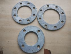 HEAVY DUTY METAL FLANGE PLATES JOBLOT OF 3 - 185,200,220MM WIDE -10MM THICK - NEW
