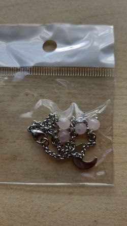 ROSE QUARTZ CRYSTAL MOON + CROSS SS BRACELET JOB LOT OF 14 - BRAND NEW