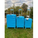 SKY BLUE 3 PIECE LUGGAGE SET (20” 24” 28”) – LIGHTWEIGHT SUITCASE TRAVEL CASE – BRAND NEW