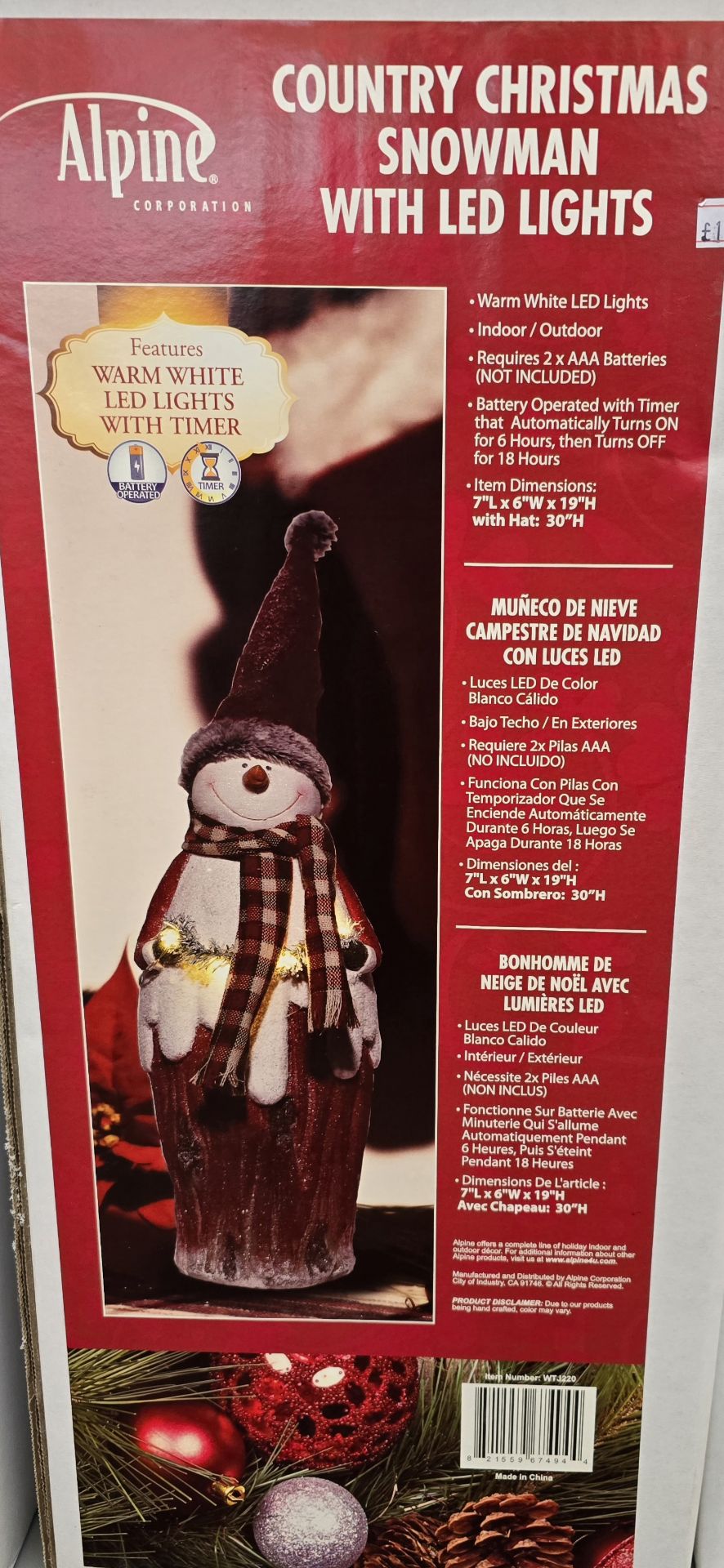 JOB LOT OF 4 RESIN SNOWMAN WITH LED LIGHTS GREAT RESALE POTENTIAL