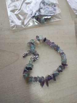 FLUORITE CRYSTAL CHIP SS BRACELET JOBLOT OF 20 - BRAND NEW