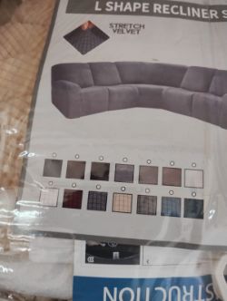 L SHAPE RECLINER SOFA COVER - STRETCH VELVET - CREAM - BRAND NEW IN ORIGINAL PACKAGING