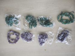 ADVENRINE+ AMEYTHST CRYSTAL CHIP 2 STRAND BRACELET JOB LOT OF 8 - BRAND NEW