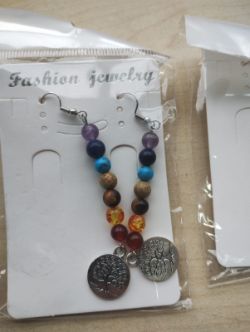 CHAKRA CRYSTAL BEADED TOL HANGING EARRING SETS JOBLOT OF 6 - BRAND NEW