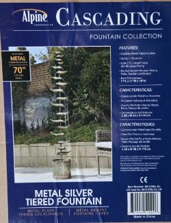 METAL SILVER TIERED CASCADING FOUNTAIN WATER FEATURE 178CM