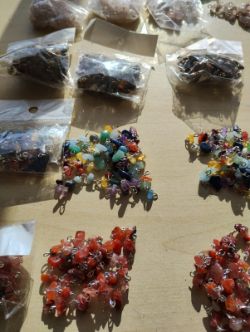 MIXED CHAKRA + CRYSTAL CHIP SS NECKLACE JOBLOT OF 21 - BRAND NEW