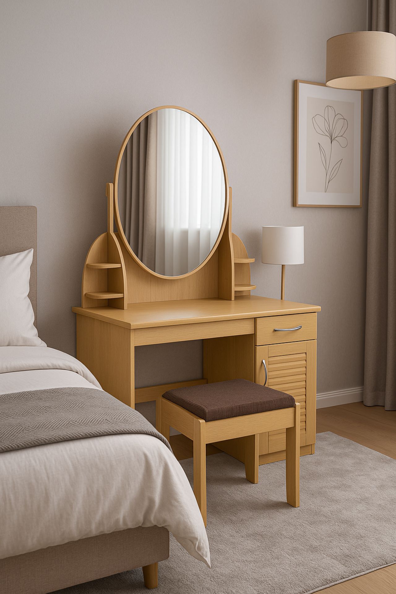 DRESSING TABLE WITH STOOL AND MIRROR BRAND NEW BOXED ITEM - Image 2 of 2