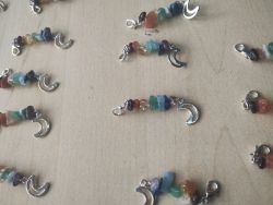 MIXED CRYSTAL CHIP - CLIP ON HANGING CHARMS WITH MOON - JOBLOT OF 52 - BRAND NEW