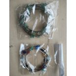 ADVENTURINE + CHARKRA GEMSTONE CRYSTAL WRAP AROUND BANGLES SS - ORIGINAL PACKAGING - JOBLOT OF 2
