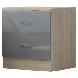 JOB LOT 10 X HARMIN GREY HIGH GLOSS ON OAK FRAME 2 DRAWER BEDSIDE CABINET TABLE