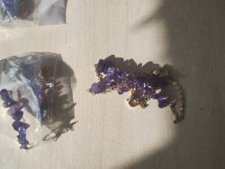 AMETHYST+ BLACK AGATE CRYSTAL CHIP SS GOLD AND SILVER BRACELET JOBLOT OF 19 - BRAND NEW