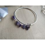 STAINLESS STEEL ADJUSTABLE AVENTURINE + AMETHYST BANGLES - NEW IN ORIGINAL PACKAGING - JOBLOT OF 14