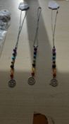 CHAKRA CRYSTAL BEADED WITH LOTUS FLOWER PENDANT HANGING NECKLACES JOBLOT OF X10- BRAND NEW