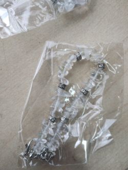 CLEAR QUARTZ- CRYSTAL CHIP SS 6 BEAD BRACELET JOB LOT OF 9 - BRAND NEW