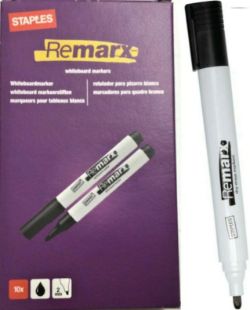 80X REMARX DRY-ERASE WHITEBOARD MARKERS BY STAPLES – BULK LOT – BLACK – 2MM TIP – 8 PACKS