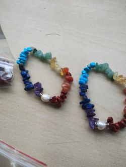 CHAKRA+ MIXED CRYSTAL CHIP PEARL BRACELET JOB LOT OF 14 - BRAND NEW